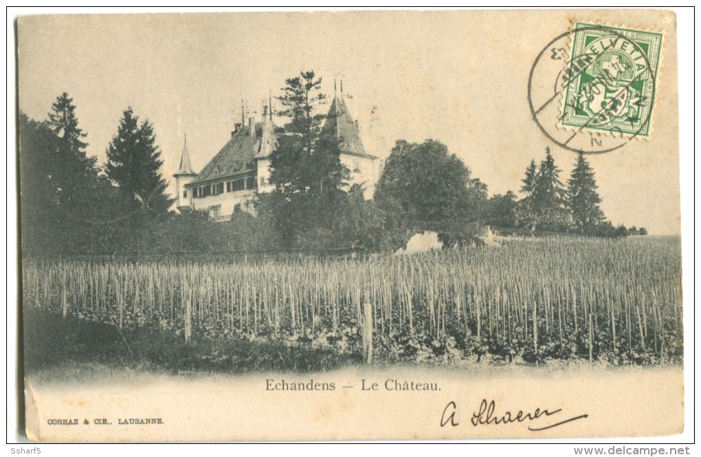 Echandens Le Château 1902 Beau Cachet NYON Vers Le Portugal - Nyon