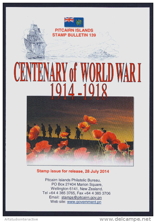 2014 PITCAIRN ISLANDS "CENTENARIO PRIMA GUERRA MONDIALE / CENTENARY OF WORLD WAR I" BULLETIN - Pitcairn