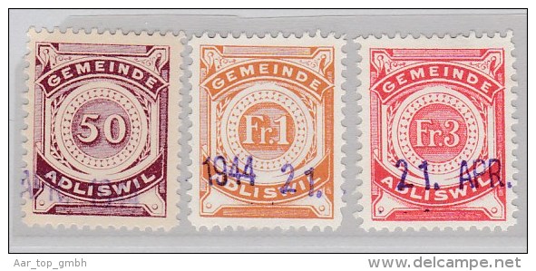 Heimat ZH Adliswil 1944-04-21 Lot 3 Fiskalmarken Gebührenmarke - Revenue Stamps