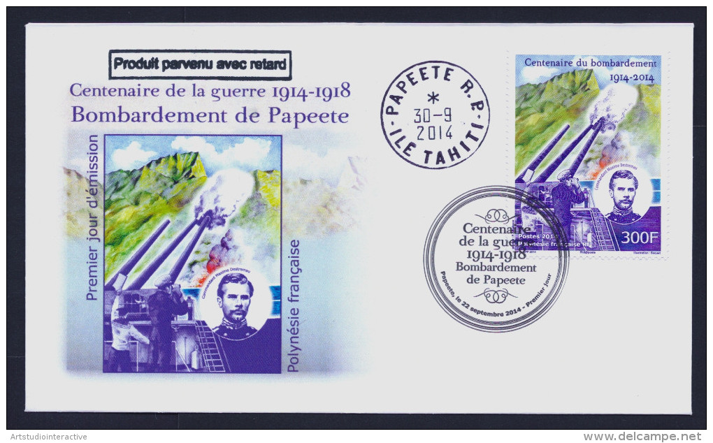 2014 POLYNESIA "CENTENARY OF FIRST WORLD WAR - BOMBARDMENT OF PAPEETE" FDC - FDC