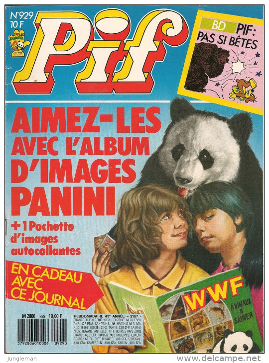 Pif N° 929 De Jan 1987 - Avec Boule & Bill, Les Rigolus Et Les Tristus, Léonard, Les Cosmocats, Zup. Revue En TBE - Pif & Hercule