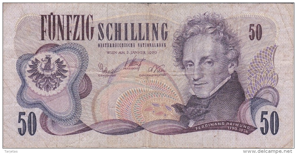 BILLETE DE AUSTRIA DE 50 SCHILLING DEL AÑO 1970 (BANKNOTE-BANK NOTE) - Austria