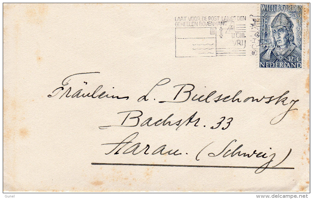 Willibrordus Op  Grand Hotel-envelop Van Scheveningen Naar Aarau - Brieven En Documenten