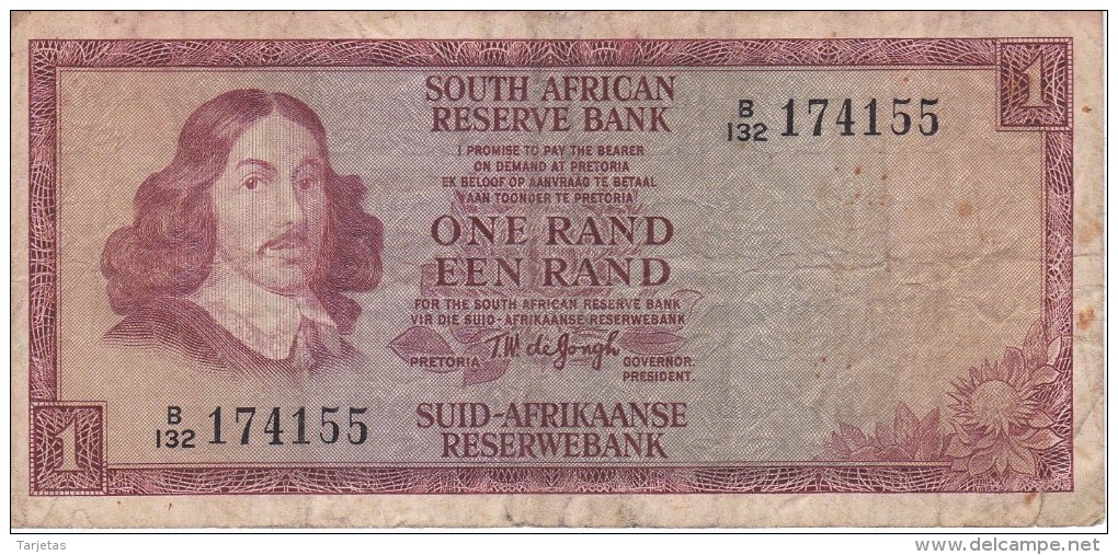 BILLETE DE SURAFRICA DE 1 RAND DEL AÑO 1975 (BANKNOTE) - Suráfrica