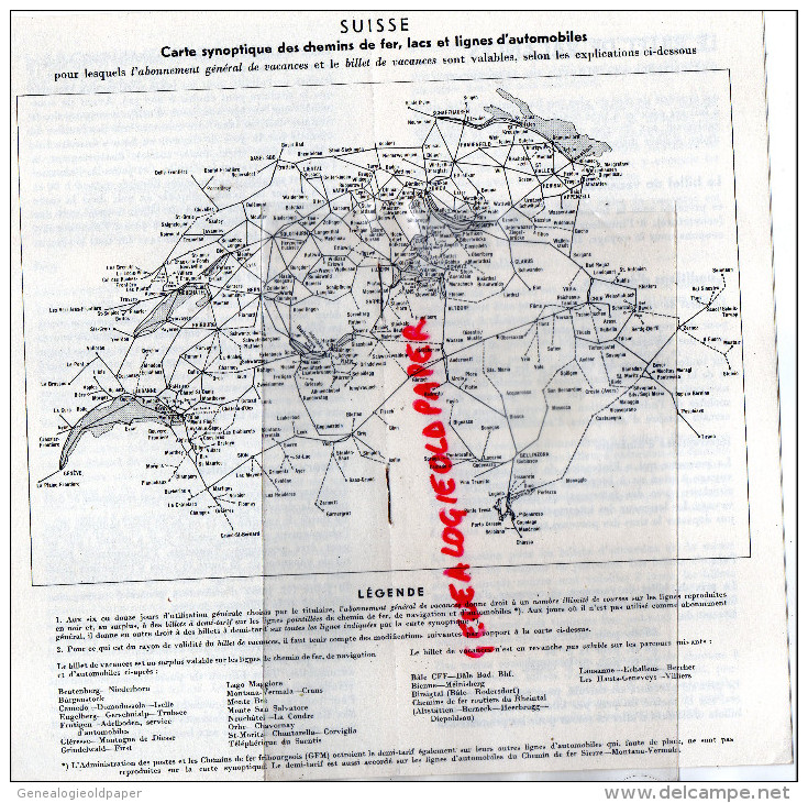 SUISSE - DEPLIANT TOURISTIQUE BILLETS CHEMINS DE FER LIGNES AUTOMOBILES -1949 - Tourism Brochures