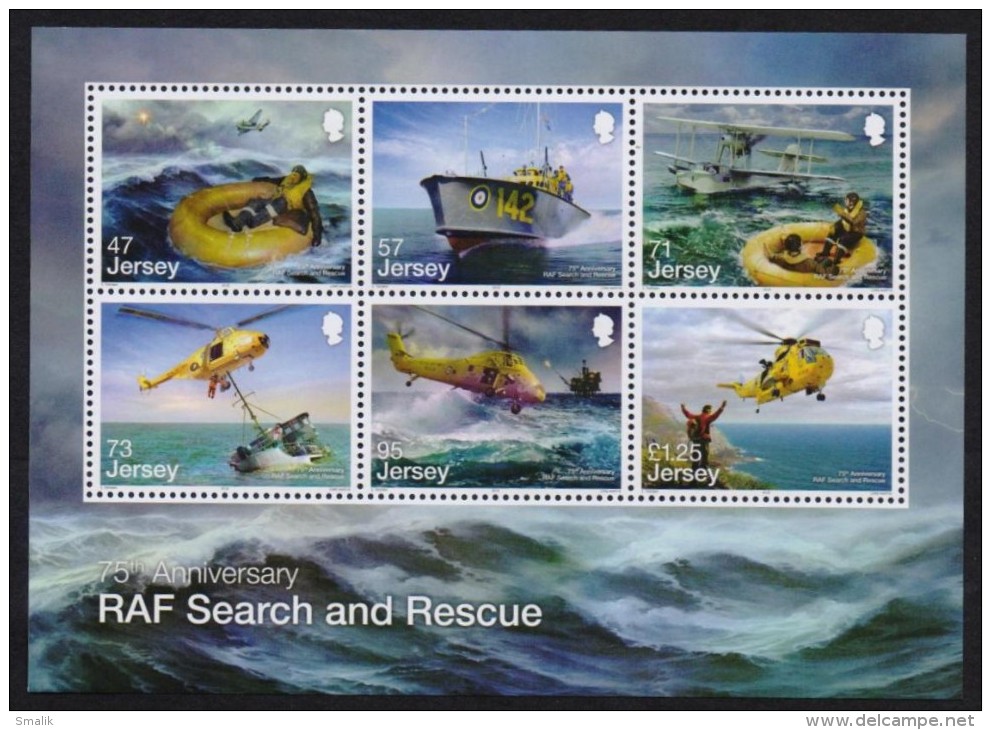 JERSEY 2016 MNH - RAF Search & Rescue 75th Anniversary, Helicopter, Ship, Miniature Sheet - Jersey