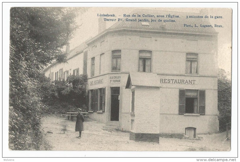 Linkebeek Rue De La Cuiller Restaurant Fd Terroir Oude Postkaart 1907 Carte Postale Ancienne Animée - Linkebeek