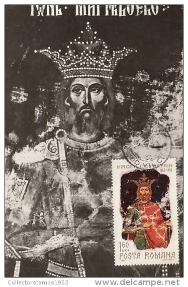 37300- PRINCE MIRCEA THE ELDER OF WALLACHIA, MAXIMUM CARD, 1974, ROMANIA - Maximumkarten (MC)