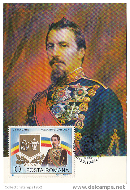 37314- PRINCE ALEXANDER IOAN CUZA OF WALLACHIA AND MOLDAVIA, PORTRAIT, MAXIMUM CARD, 1984, ROMANIA - Maximumkarten (MC)