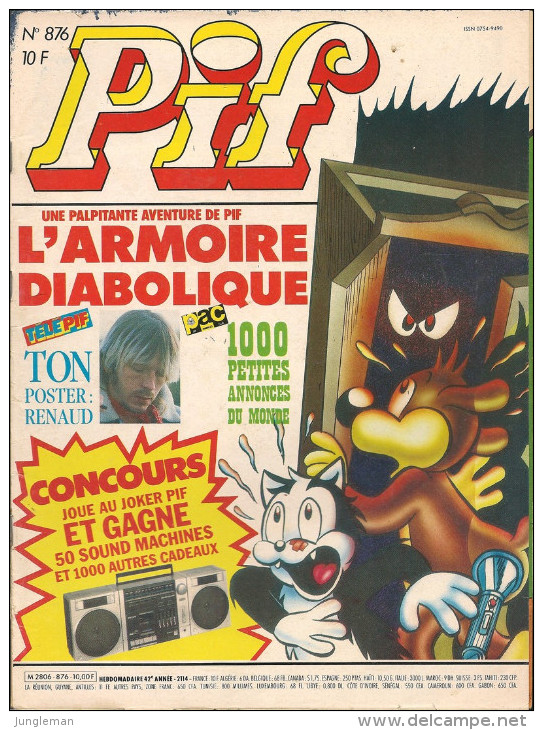 Pif N° 876 De Jan 1986 - Avec Léonard, Smith & Wesson, Les Rigolus Et Les Tristus, Tarao, Hercule, Dicentim. Revue En BE - Pif & Hercule