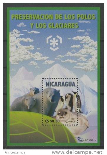 Nicaragua (2011) Yv. Bf. 318  /  Artic - Polar - Polar Bear - Penguins - Seal - Preservare Le Regioni Polari E Ghiacciai