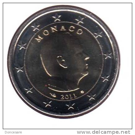 **2 EUROS  MONACO 2011  ALBERT II Pieces Peu Circulée ( Quasi Neuves )  ** - Monaco