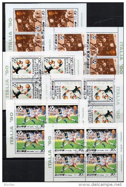 Italia 1990 Fußball WM Korea 2914/6 Je 4-KB A+C O 42€ Flaggen Der Nationen Spieler Bloc Hb M/s Soccer Sheetlets Bf Corea - Usati