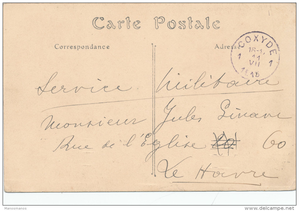 164/24 - ZONE NON OCCUPEE - Carte-Vue En SM De COXYDE 1 En 1915 Vers La France - Not Occupied Zone