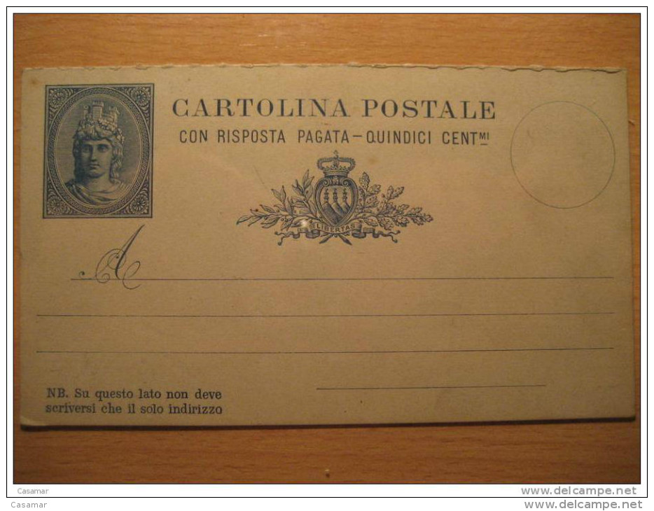 Con Risposta Pagata Quindici Cent Mi Libertas Entero Postal Stationery Post Card Cartolina Postale Itali Italia - Entiers Postaux