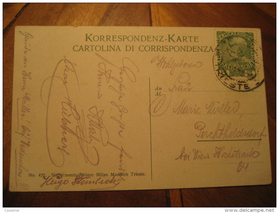 Triest Trieste Perchtholdsdorf ? Stamp On Panorama Post Card Italy Austria Area - Other & Unclassified