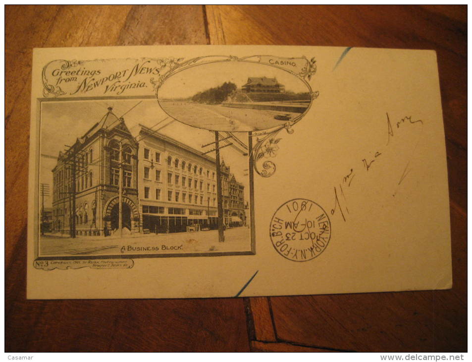 Newport 1901 To Triest Trieste Italy Austria Area New York Cancel Stamp On Post Card USA - Otros & Sin Clasificación