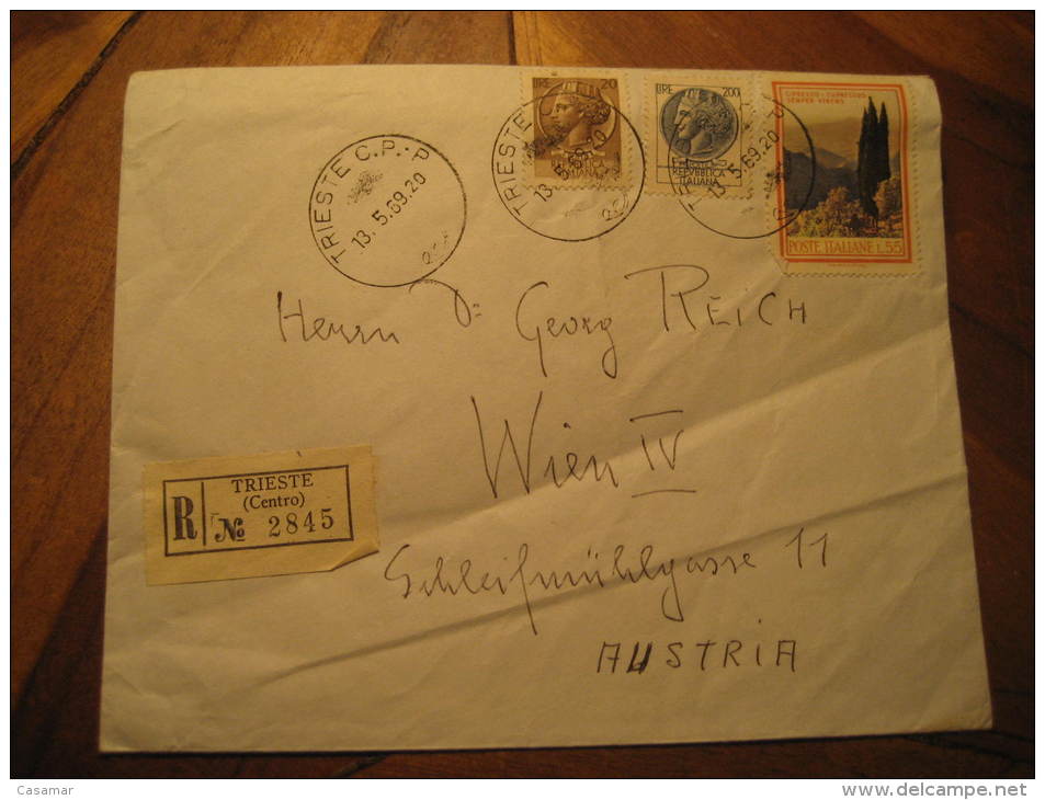 Trieste 1969 To Wien Austria 3 Stamp On Registered Cover Italy Triest - Sonstige & Ohne Zuordnung