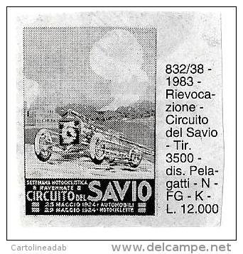 [MD0502] CPM - RIPRODUZIONE - RAVENNA - RIEVOCAZIONE CIRCUITO DEL SAVIO - QUOTATA SU CATALOGO L. 12000 - NV - Ravenna