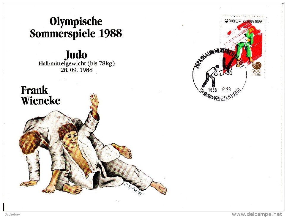 Korea, South Cover Scott #B37 Judo Medal Winner Frank Wieneke - Summer Olympics 1988 Seoul - Ete 1988: Séoul