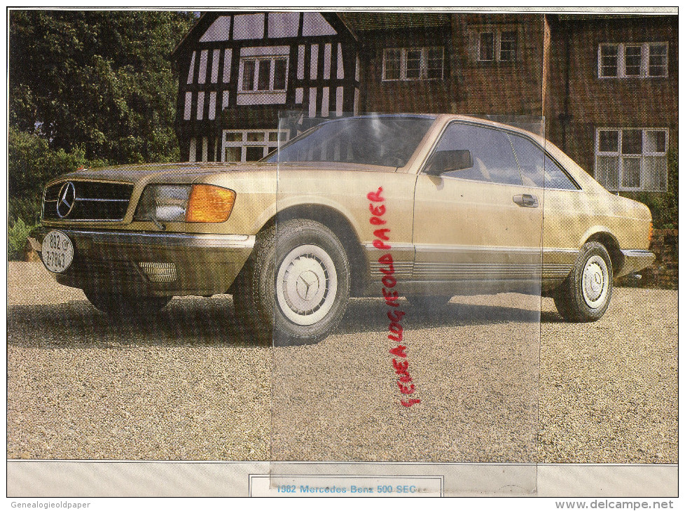 PHOTOGRAPHIE MERCEDES BENZ 500 SEC -1982  AVEC DESCRIPTIF AU VERSO - Cars