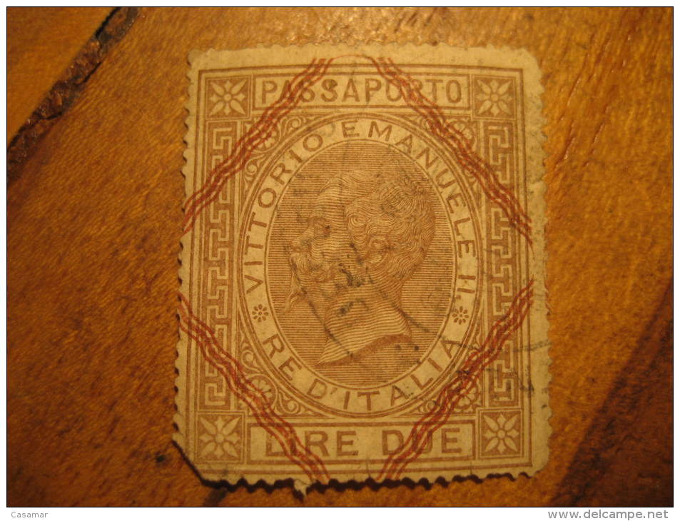 Passaporto Vittorio Emanuele II Revenue Fiscal Tax Postage Due Official ITALY Italia - Revenue Stamps