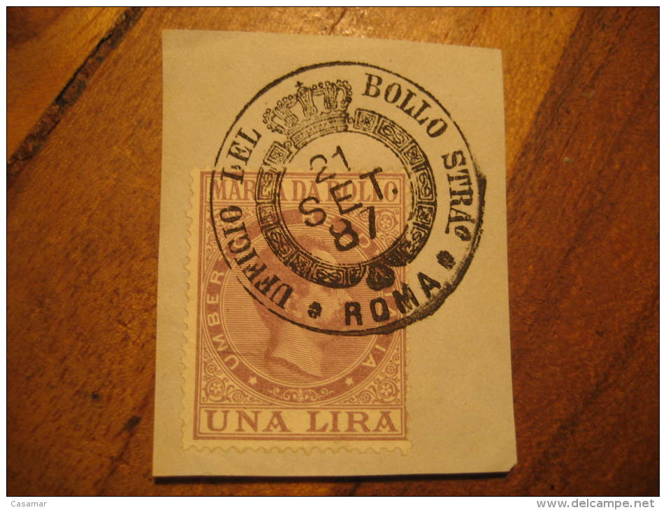 ROMA 1887 Marca Da Bollo Umberto I On Piece Fragment Revenue Fiscal Tax Postage Due Official ITALY Italia - Fiscaux