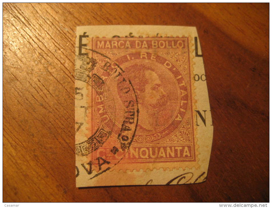 1887 ? Marca Da Bollo Umberto I On Piece Fragment Revenue Fiscal Tax Postage Due Official ITALY Italia - Fiscaux