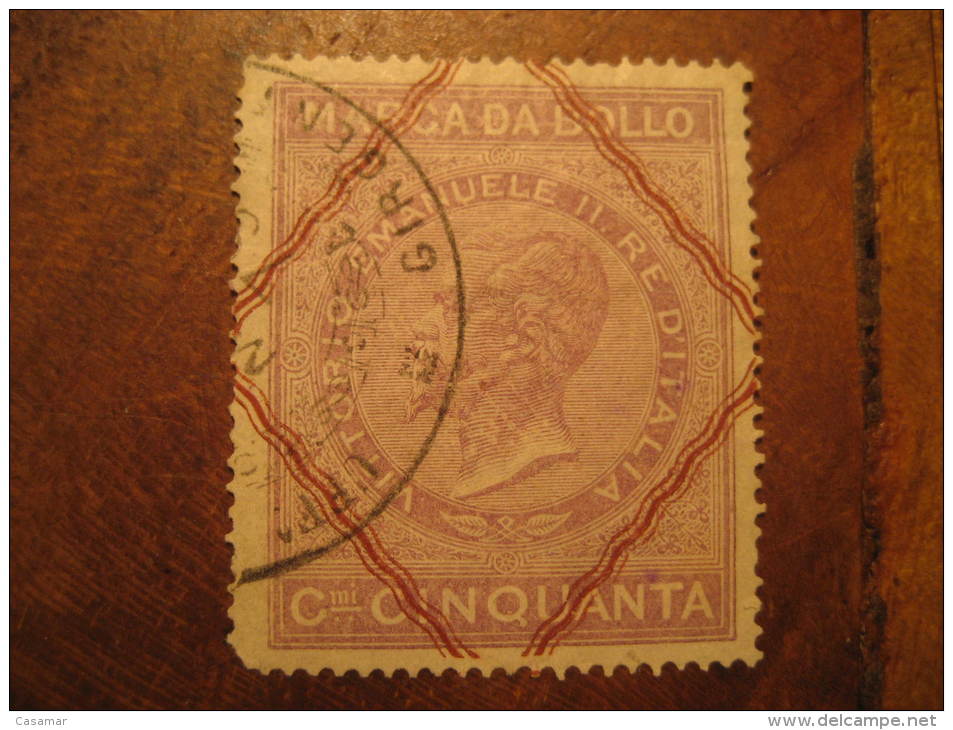 Marca Da Bollo Vittorio Emanuele II Revenue Fiscal Tax Postage Due Official ITALY Italia - Revenue Stamps