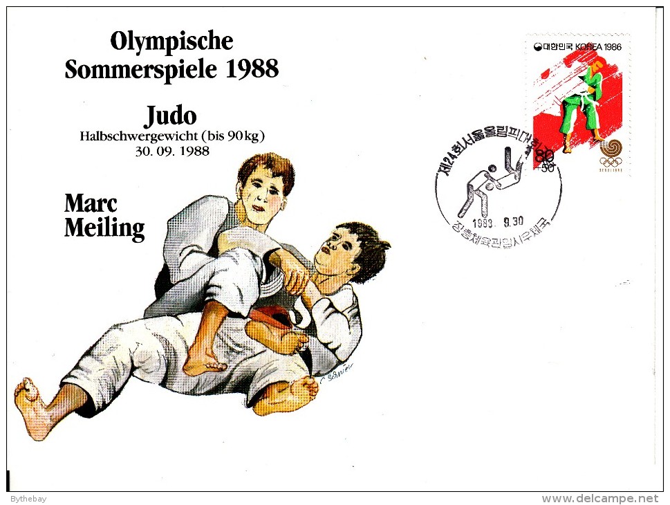 Korea, South Cover Scott #B37 Judo Medal Winner Marc Meiling - Summer Olympics 1988 Seoul - Ete 1988: Séoul