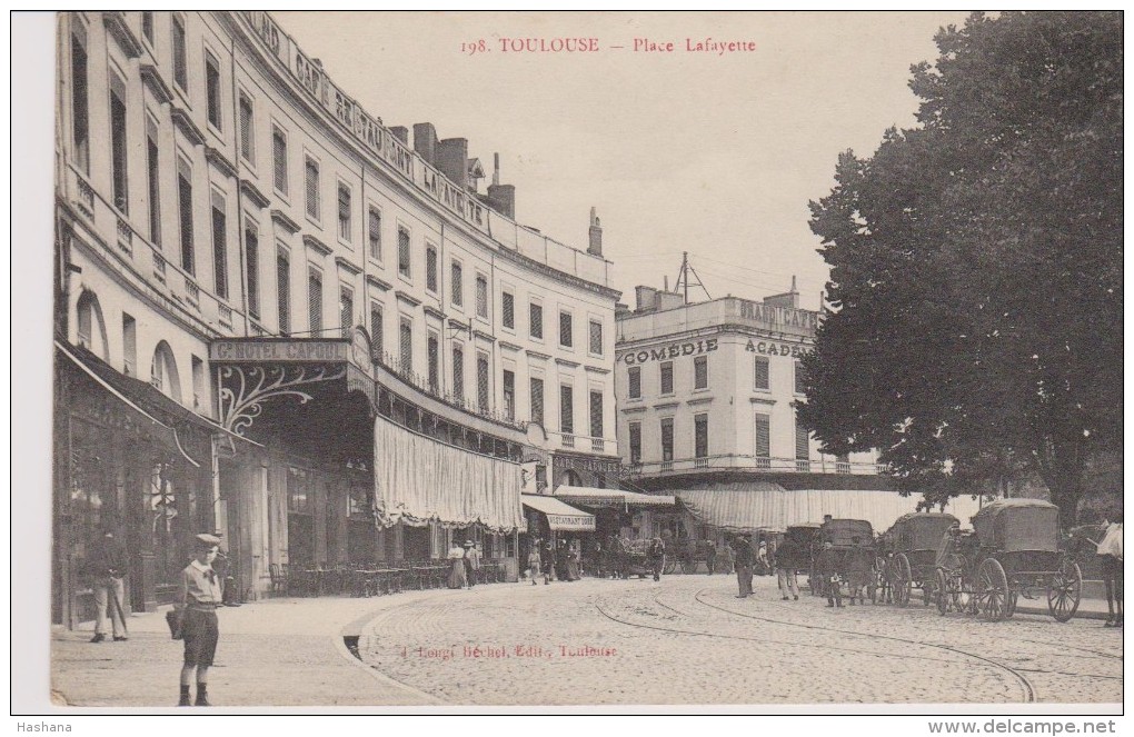 Cpa Toulouse . Vue Animée De La Place Lafayette. N°198 (Longé Béchel éditeur ) - Toulouse