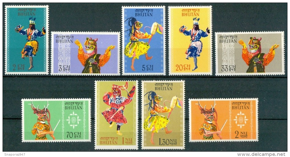 1964 Bhutan Costumi Costumes Danze Dances Danses Set MNH** B634 - Costumi