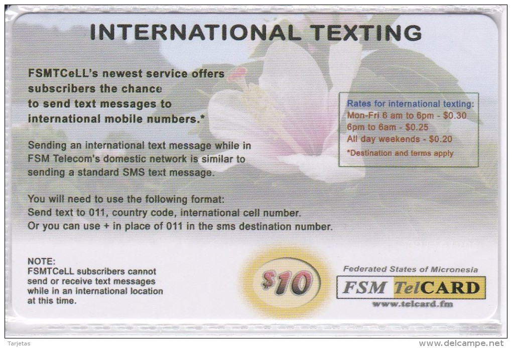 TARJETA DE MICRONESIA DE INTERNATIONAL TEXTING DE $10 DE UNA FLOR-FLOWER (FSM TELCARD) NUEVA-MINT - Micronésie