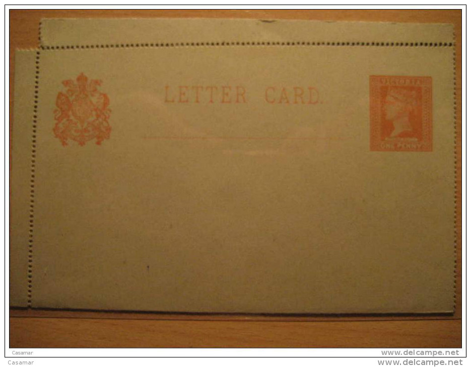 One Penny Stamp Duty Servicio Sello Leon Lion Caballo Horse Letter Card Entero Postal Stationery VICTORIA Australia - Brieven En Documenten