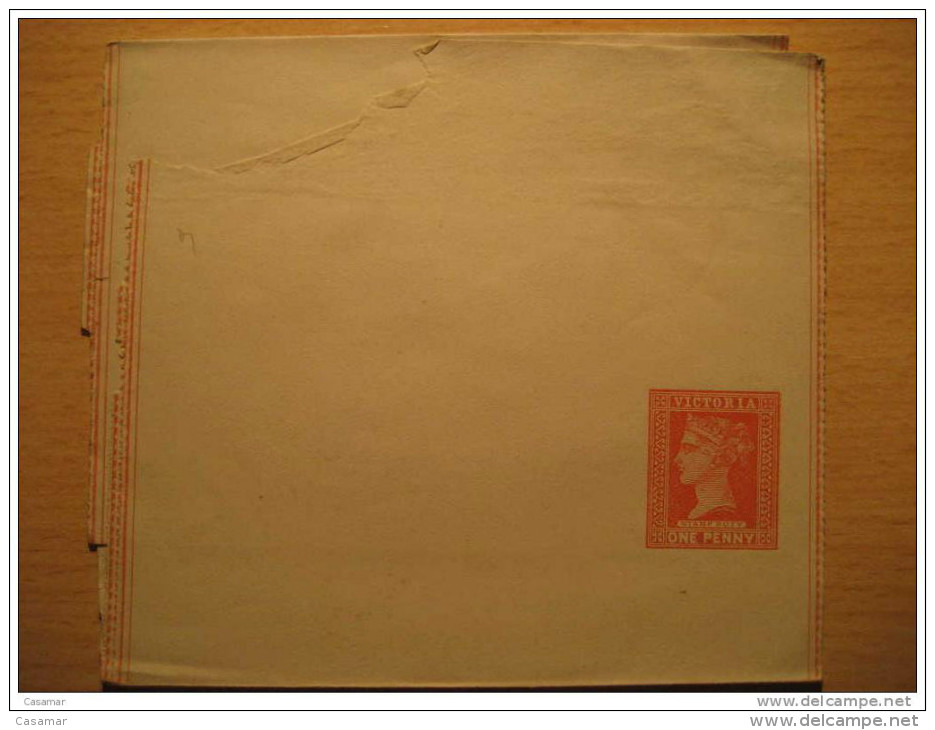 One Penny Stamp Duty Servicio Sello Faja Periodicos Impresos Newspapers Wrapper Postal Stationery VICTORIA Australia - Brieven En Documenten