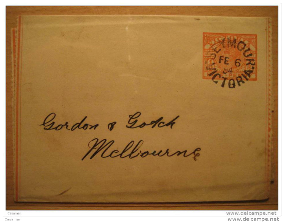 1894 Seymour To Melbourne Half Penny Stamp Duty Servicio Sello Faja Impresos Newspapers Wrapper VICTORIA Australia - Lettres & Documents