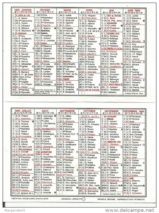 CALENDRIER DE POCHE 1989 - PHARMACIE AYME à MARSEILLE. - Tamaño Pequeño : 1981-90