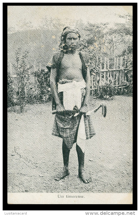 ASIA - TIMOR  - COSTUMES - Um Timorense   Carte Postale - Timor Oriental