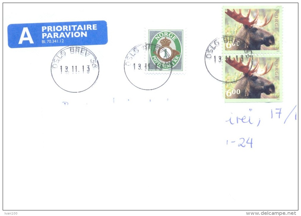 2013. Norway, The Letter By Prioritaire Post To Moldova - Lettres & Documents