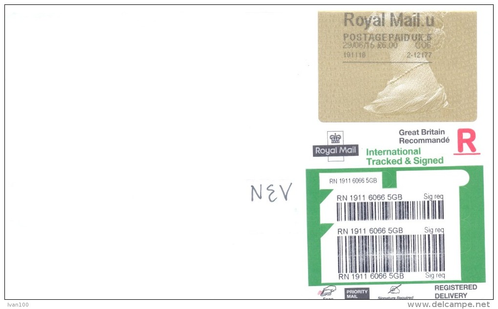 2015. Great Britain, The Letter By Registered Post To Moldova - Zonder Classificatie