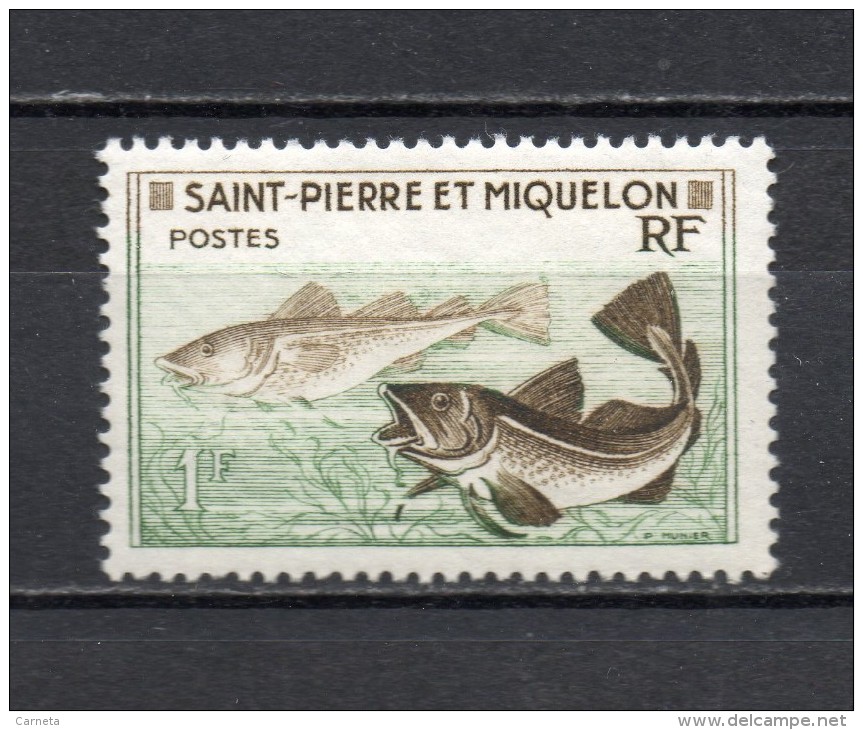 SAINT PIERRE ET MIQUELON N° 354 NEUF AVEC CHARNIERE COTE  0.60€  POISSON  ANIMAUX - Ongebruikt