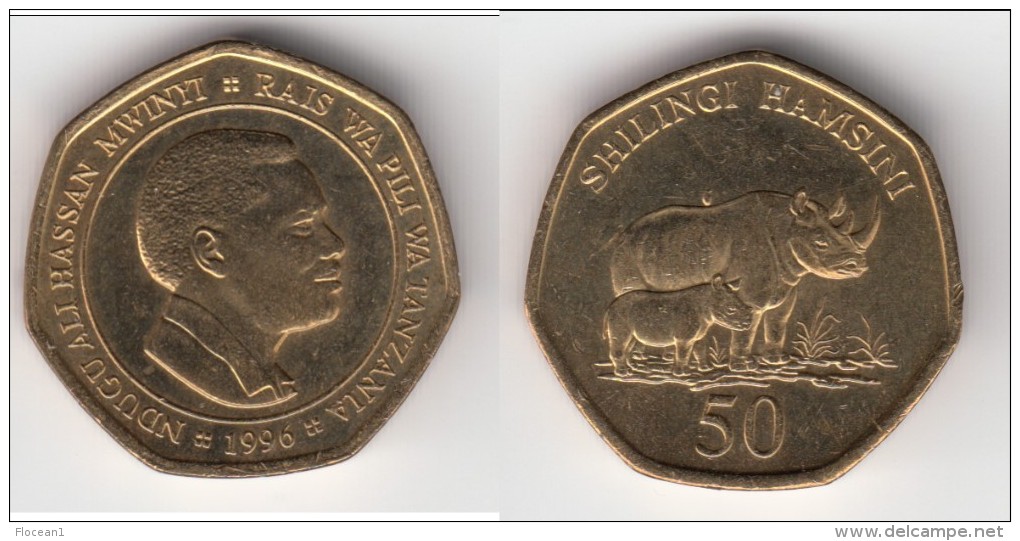 **** TANZANIE - TANZANIA - 50 SHILINGI 1996 - NASSAN MWINYI / RHINOCEROS **** EN ACHAT IMMEDIAT !!! - Tanzanía