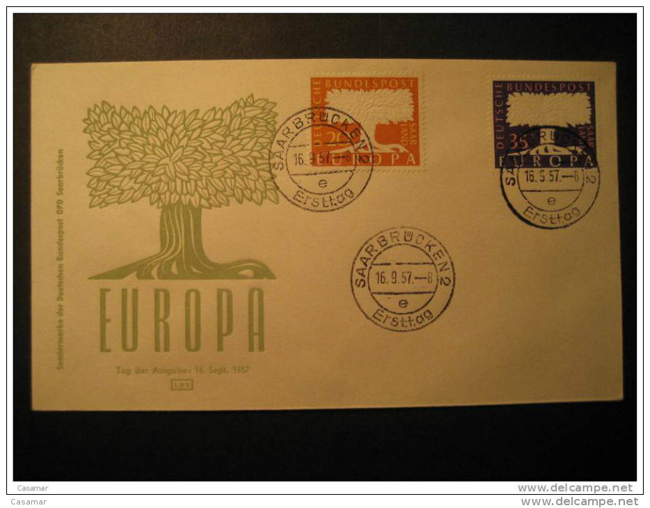 1957 Europa Europe Saarland SAAR Sarre Saarbrucken Allemagne Germany Deutschland France - Covers & Documents