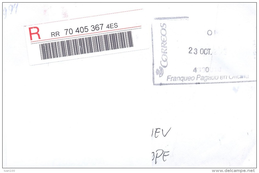 2013. Spain, The Letter By Registered Post To Moldova - Briefe U. Dokumente