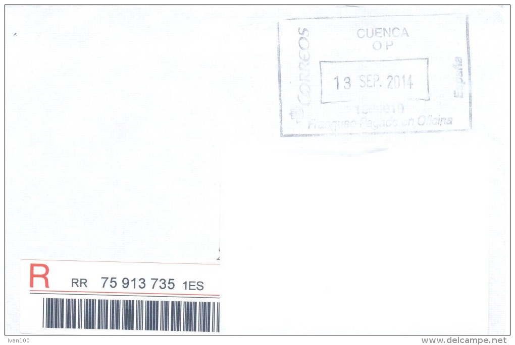 2014. Spain, The Letter By Registered Post To Moldova - Storia Postale