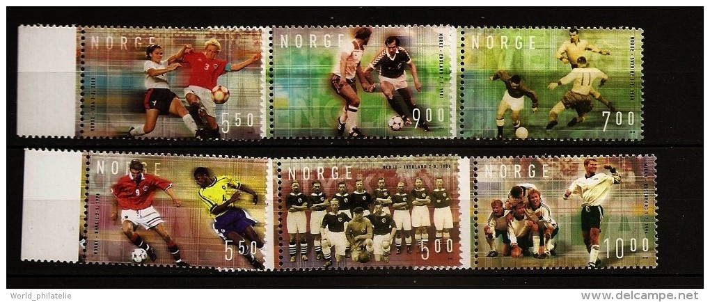 Norvège Norge 2002 N° 1383 / 8 ** Football, Milan, Allemagne, Brésil, Júnior Baiano, Tore André Flo, USA, Angleterre - Unused Stamps