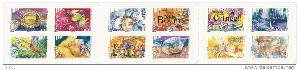 France, Hearing Or Audition, One Of The Five Senses, Booklet Of 12, 2016, MNH VF - Unused Stamps