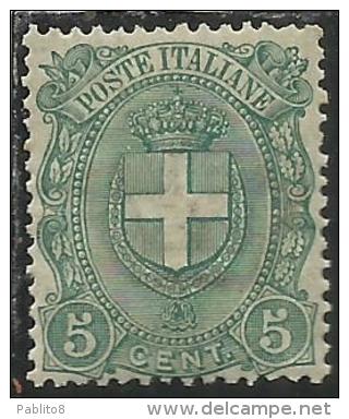 ITALIA REGNO ITALY KINGDOM 1891 1896 STEMMA SAVOIA COAT OF ARMS ARMOIRIES CENT. 5 MNH BEN CENTRATO FIRMATO SIGNED - Mint/hinged