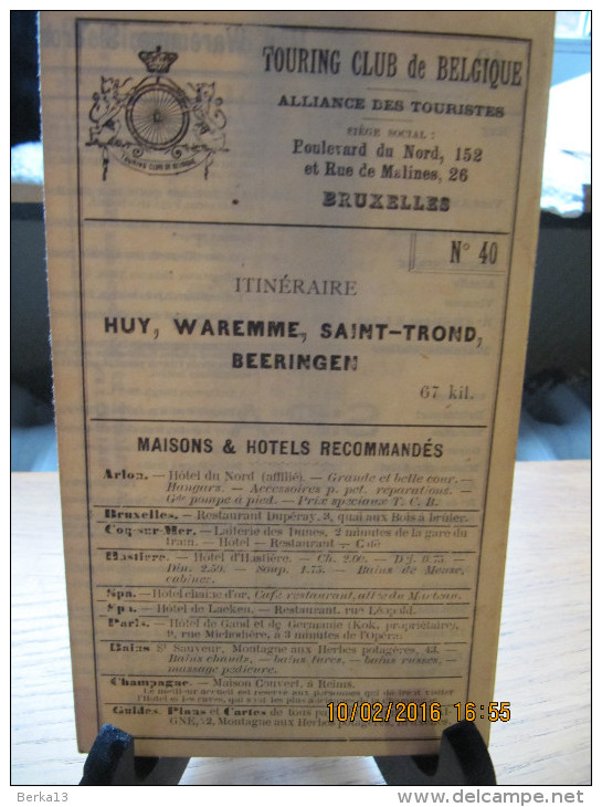 ITINERAIRE TCB N°40 HUY, WAREMME, SAINT-TROND, BEERINGEN - Autres & Non Classés