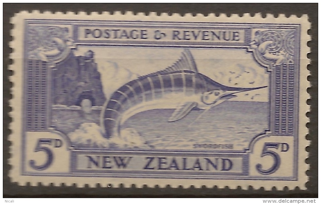 NZ 1935 5d Swordfish Multiple Wmk SG 564b HM #RW72 - Nuevos